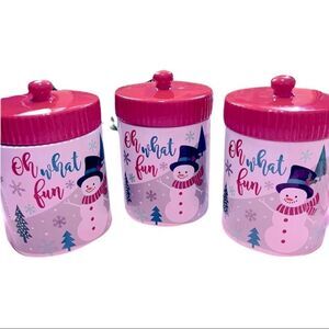 SCM Home Set of 3 Large Snowman Ceramic Canisters